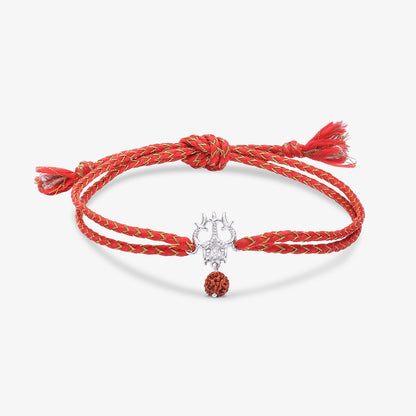 Trishul & Rudraksha Silver Rakhi for Brother