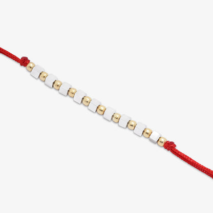 Simple Box Beads Silver Rakhi for Brother