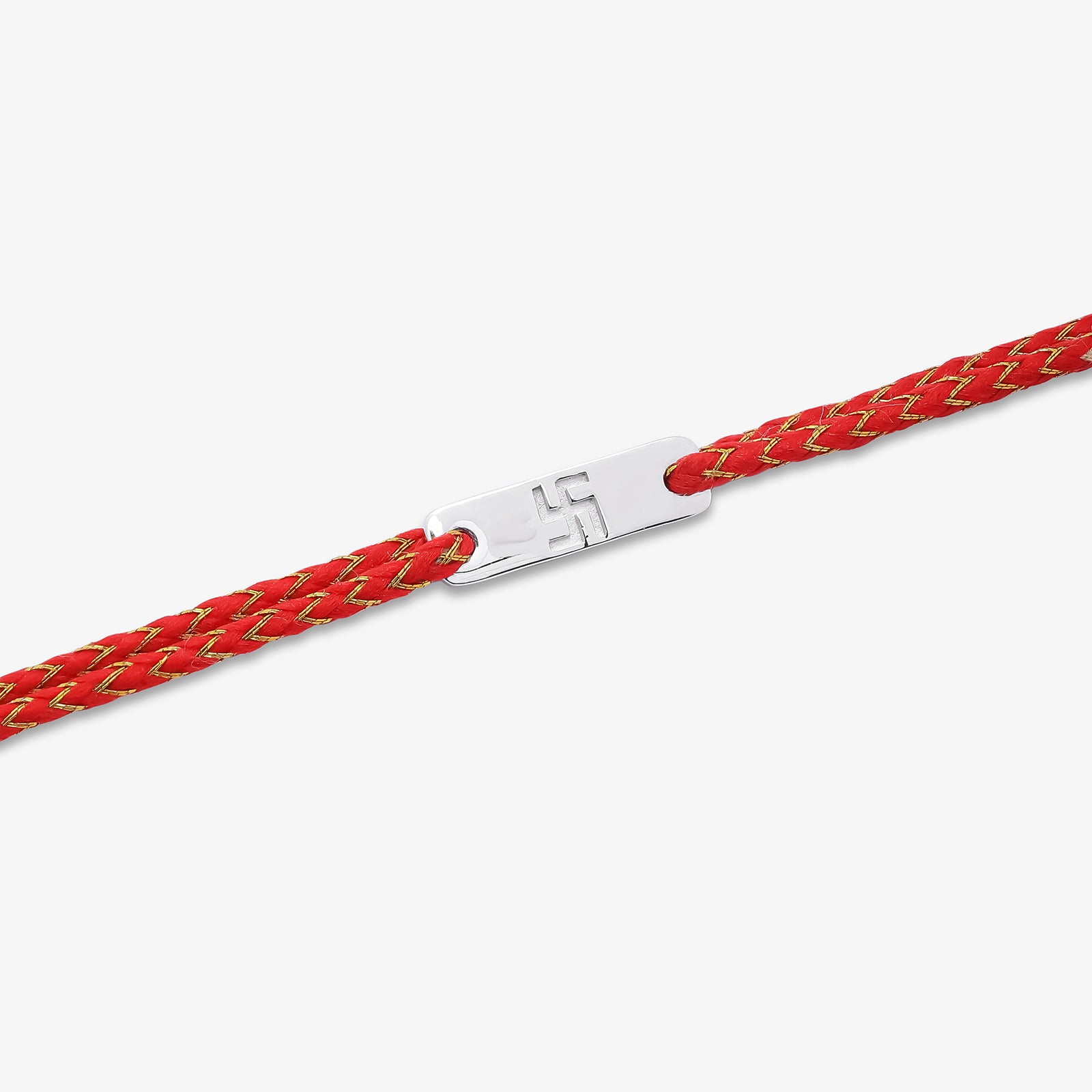Rectangle Swastik Silver Rakhi