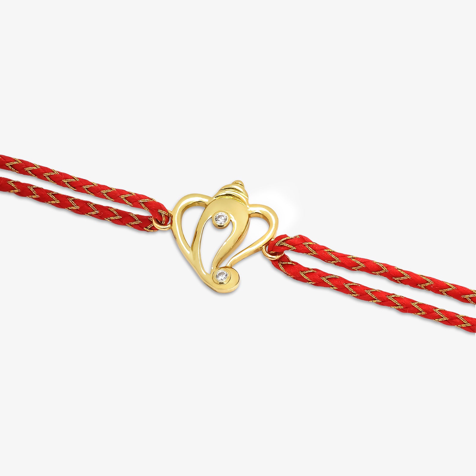 Golden Ganesha Red Thread Silver Rakhi for Brother - Tweov Jewels