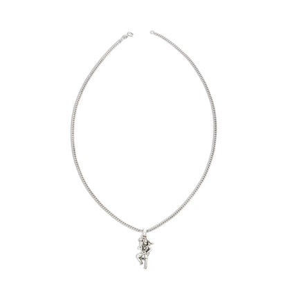 Pure Silver Hanuman Pendant with Link Chain
