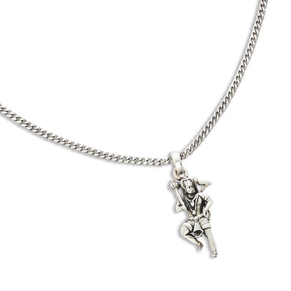 Pure Silver Hanuman Pendant with Link Chain
