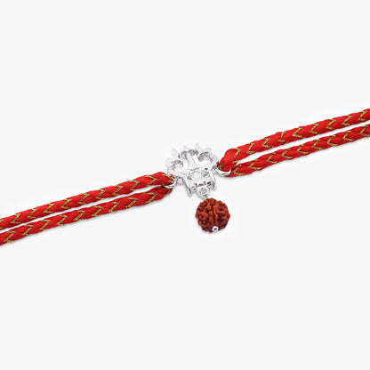 Trishul & Rudraksha Silver Rakhi for Brother