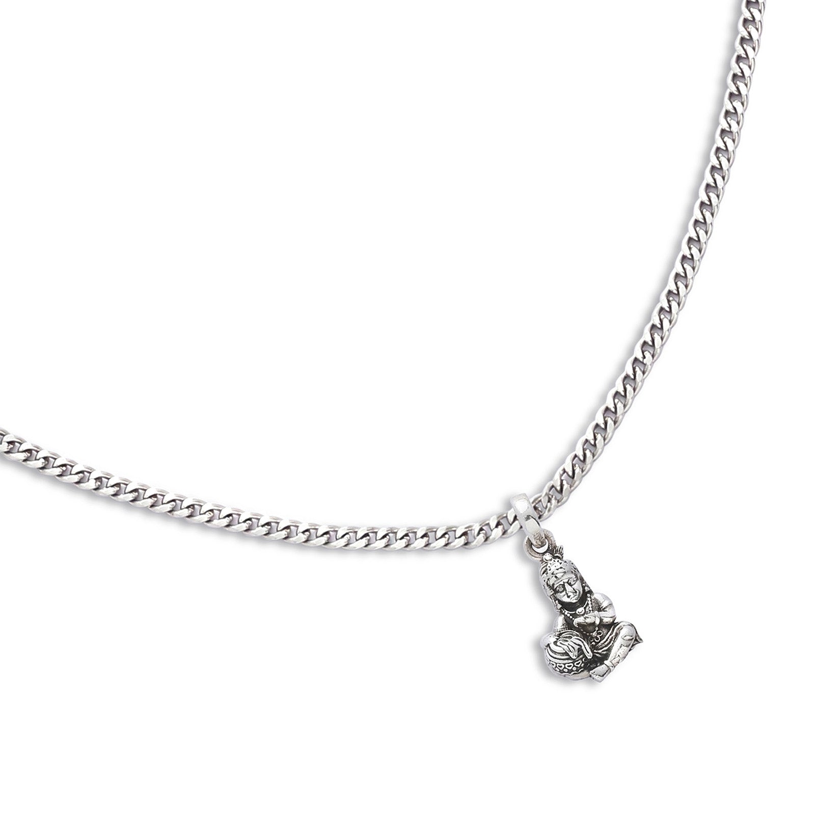 Oxidized Bal Roop Krishna Pendant with Silver Box Chain - Tweov Jewels