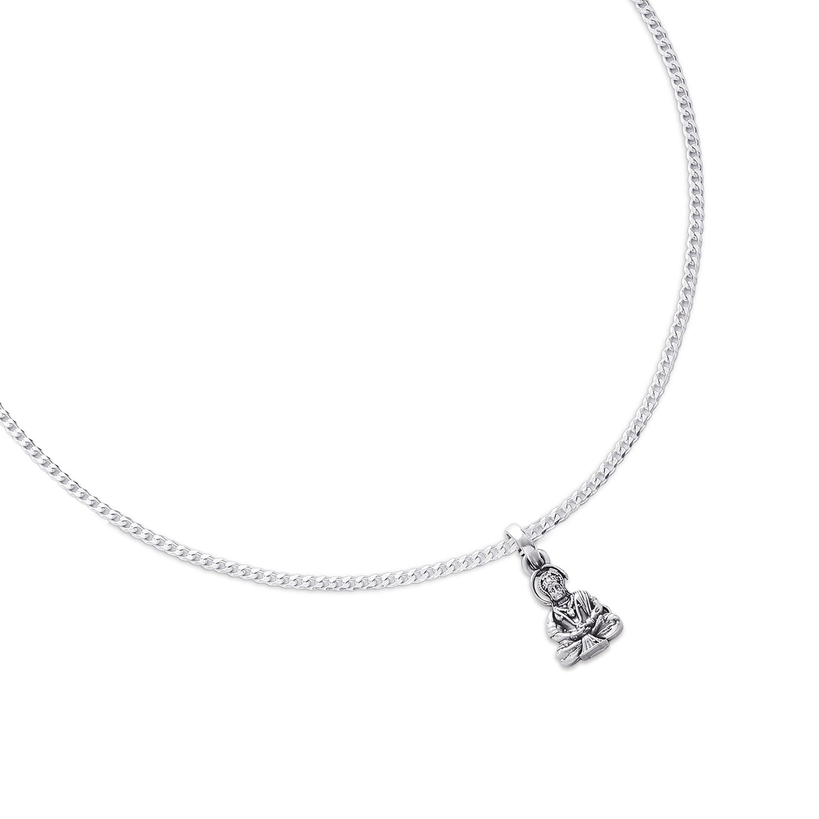 Pure Silver Meditating Hanuman Ji Pendant - Tweov Jewels