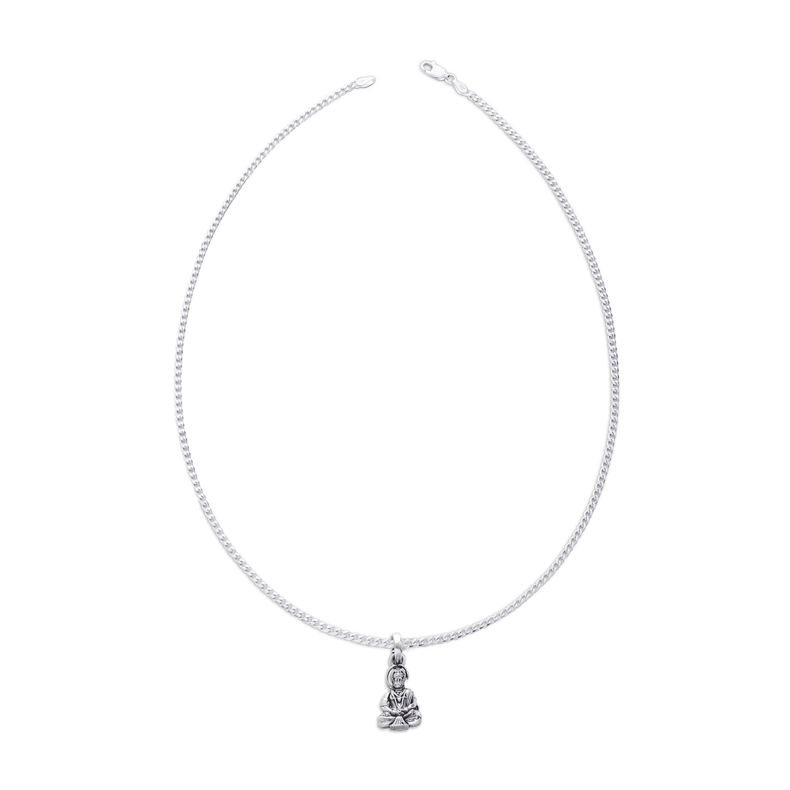 Pure Silver Meditating Hanuman Ji Pendant - Tweov Jewels