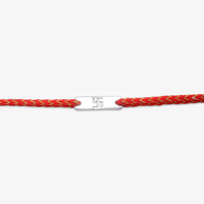 Rectangle Swastik Silver Rakhi