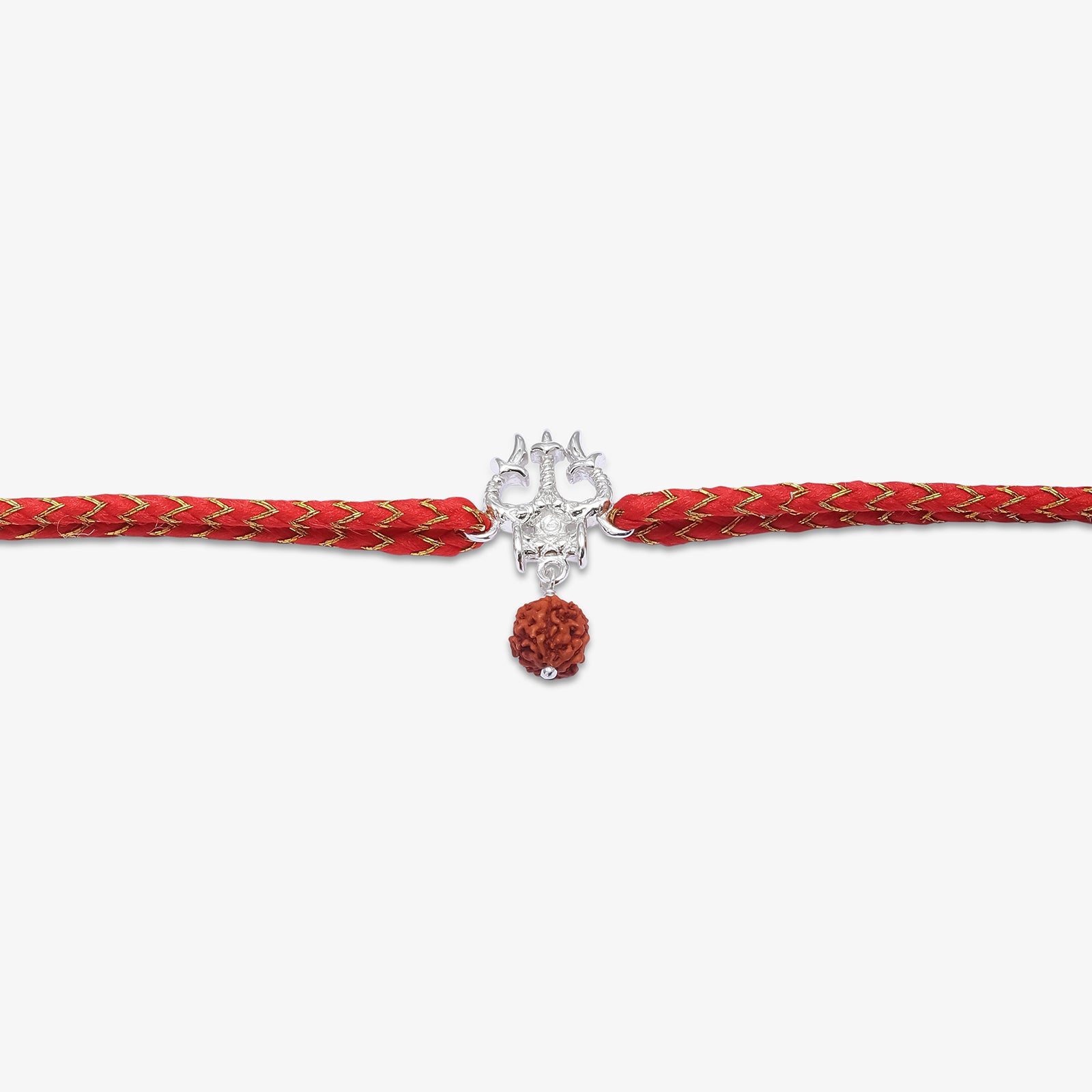 Trishul & Rudraksha Silver Rakhi for Brother