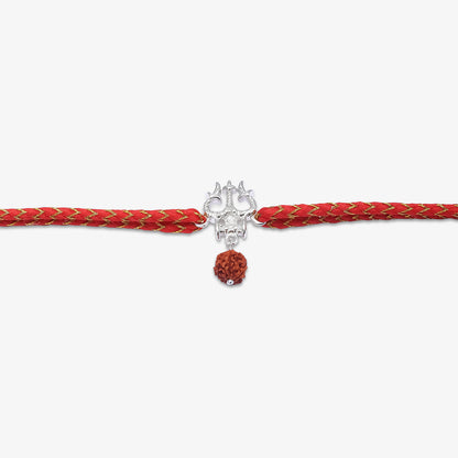 Trishul & Rudraksha Silver Rakhi for Brother
