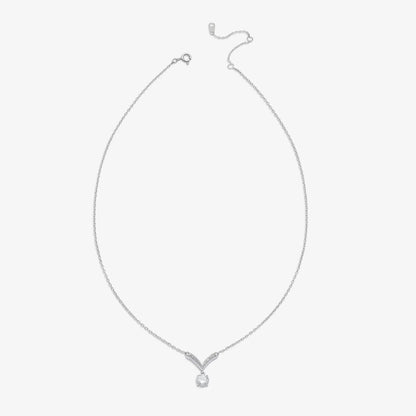 CZ Studded V-Shaped Silver Necklace