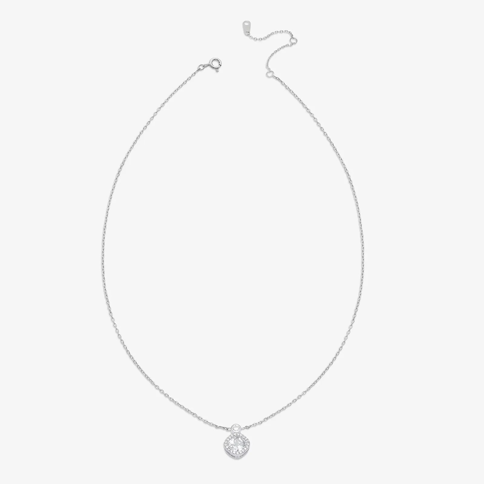 Shiny Square Ad Silver Necklace