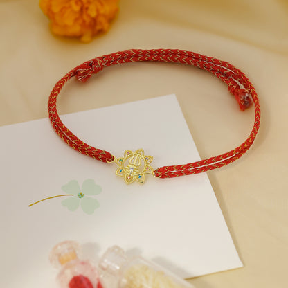 Golden Multicolor Trishul Floral Silver Rakhi for Brother - Tweov Jewels