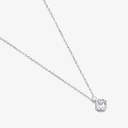 Shiny Square Ad Silver Necklace