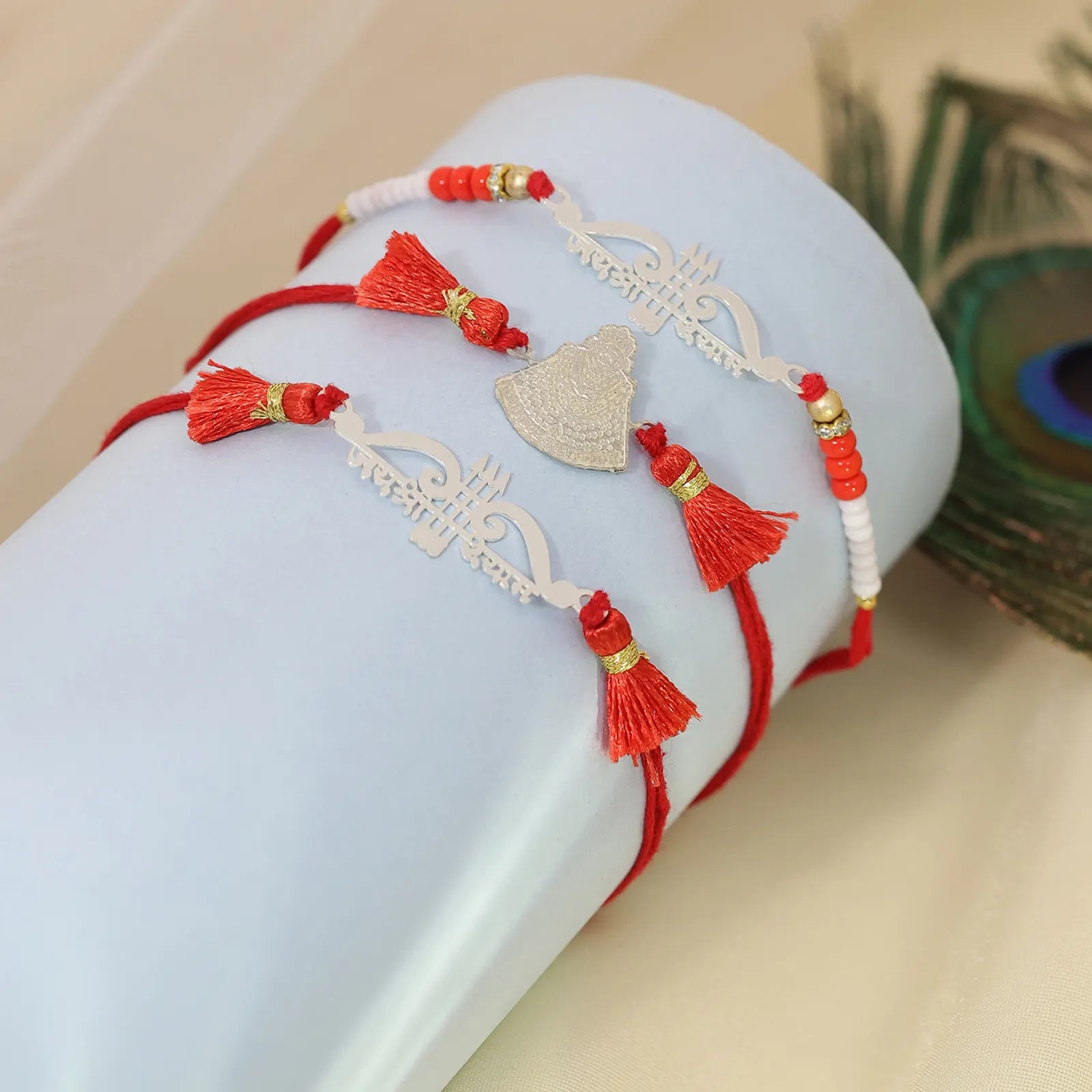 Jai Shri Ram Silver Rakhi for Brother (Pack of Three)