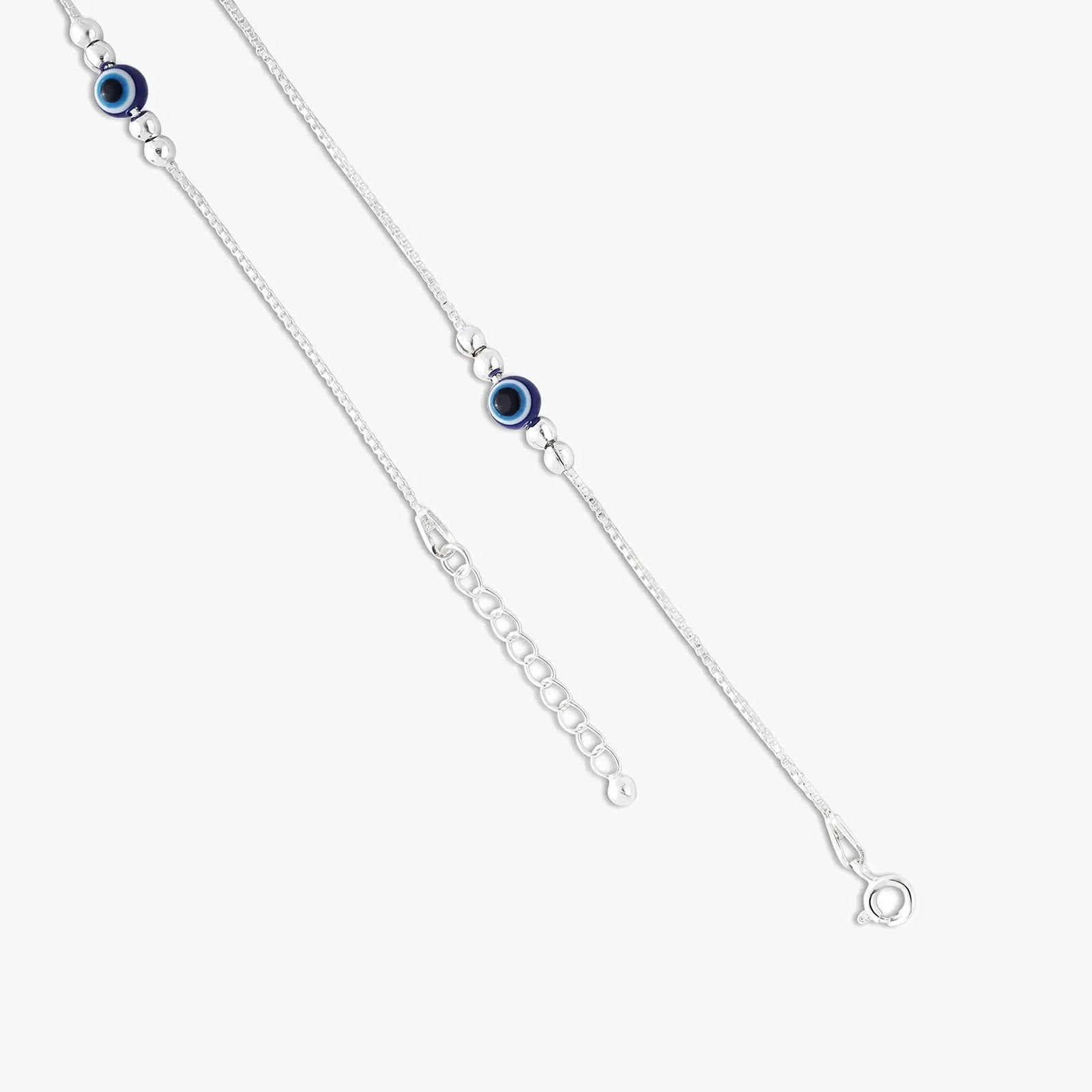 Women's Silver Evil Eye Chain Anklet - Tweov Jewels