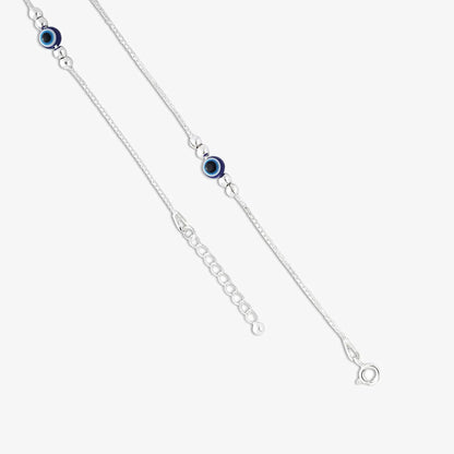 Women's Silver Evil Eye Chain Anklet - Tweov Jewels