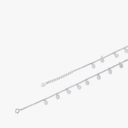 Raindrop Crystal Silver Chain Anklet