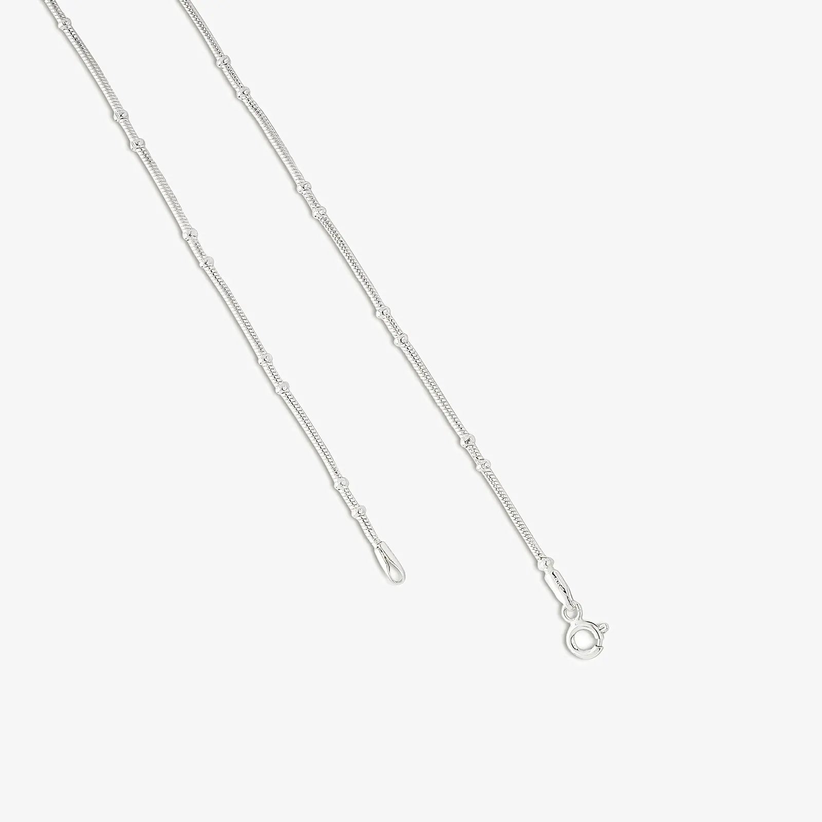 Silver Snake Chain Bead Anklet
