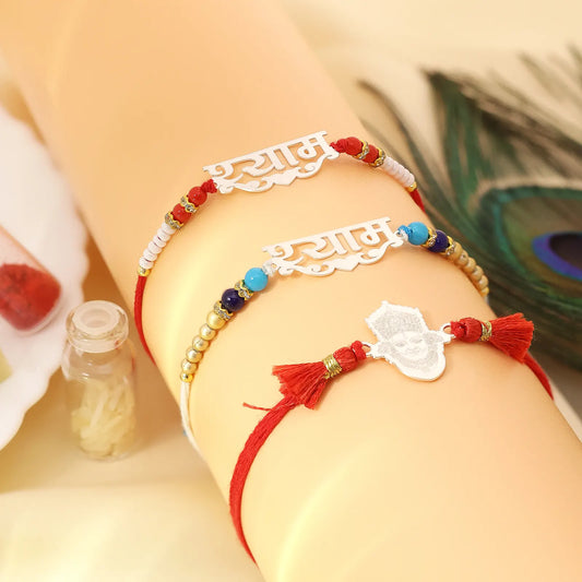 Khatu Shyam Silver Rakhi for Brother (Pack of Three)