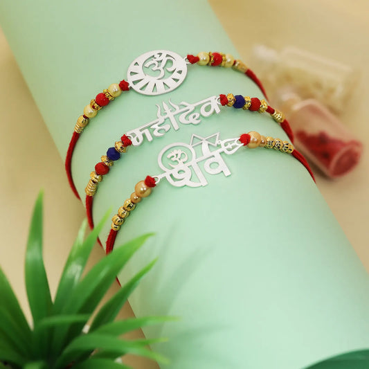 Om Silver Rakhi for Brother (Pack of Three)