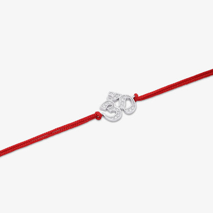 Silver CZ Om Rakhi for Brother