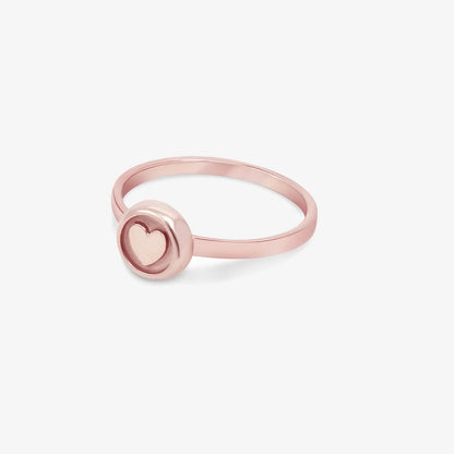 Rose Gold Plated Heart Silver Ring