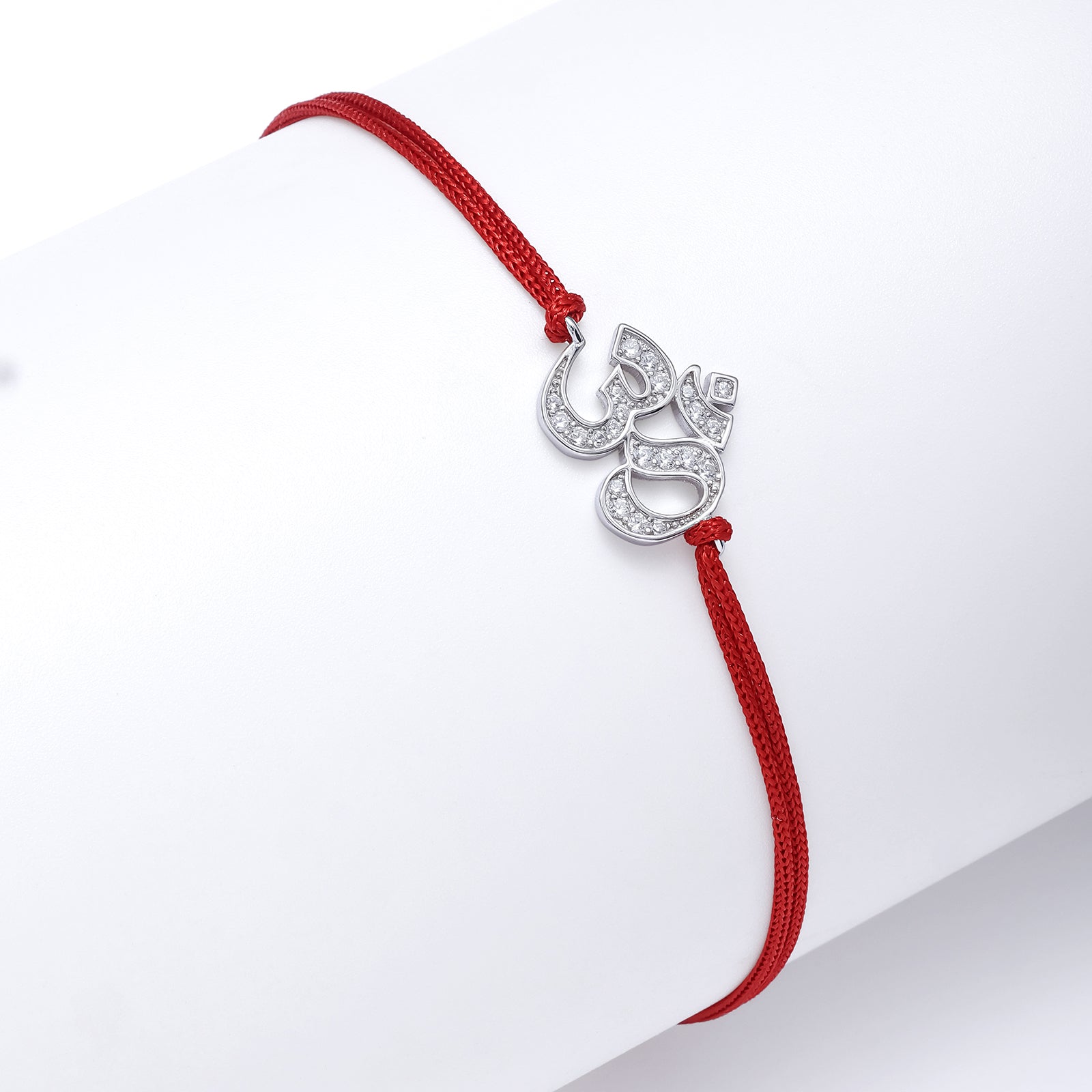 Silver CZ Om Rakhi for Brother