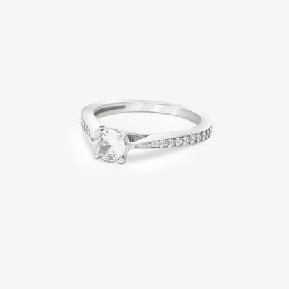 Round Solitaire Silver Ring