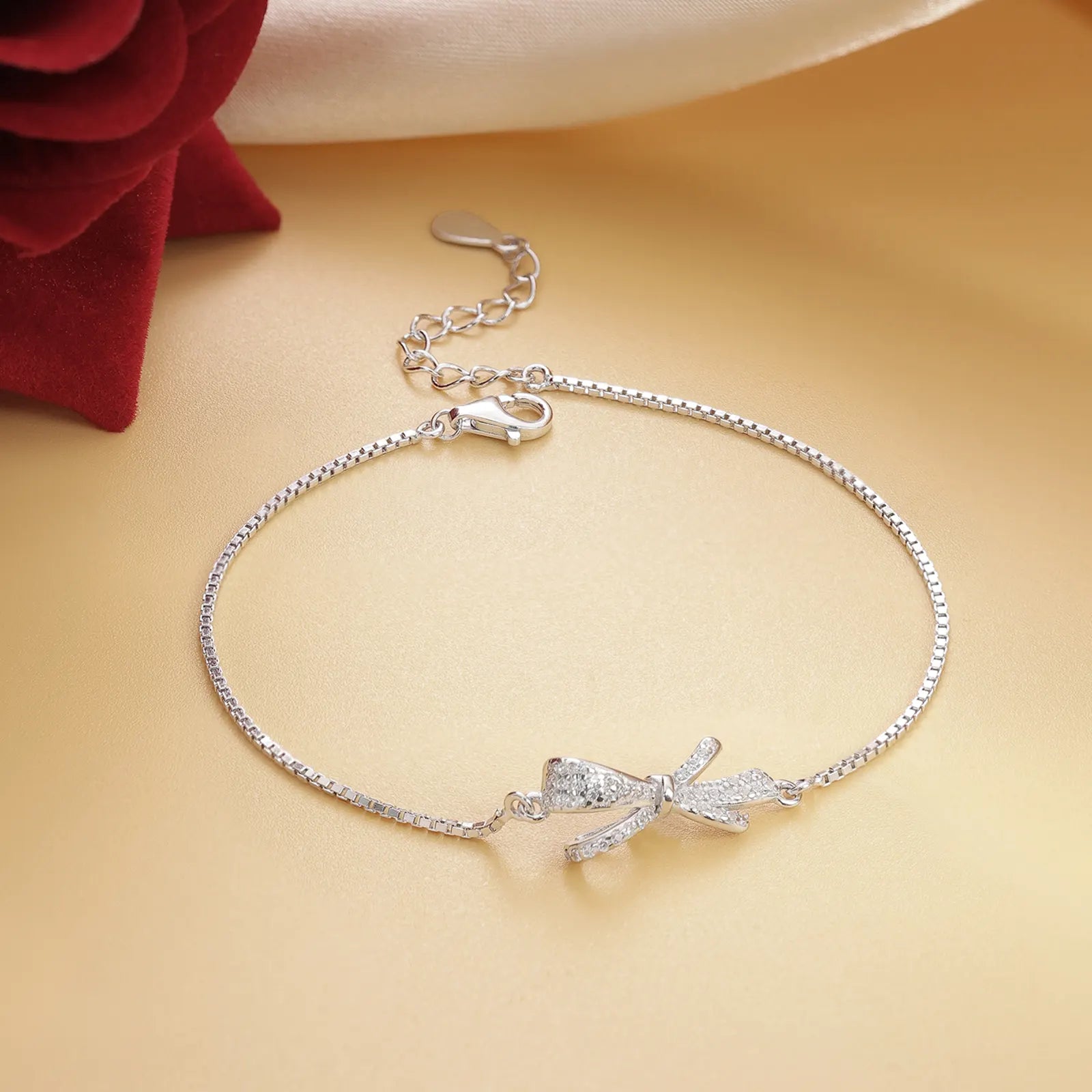 Designer Bow Silver Bracelet