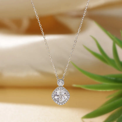 Shiny Square Ad Silver Necklace
