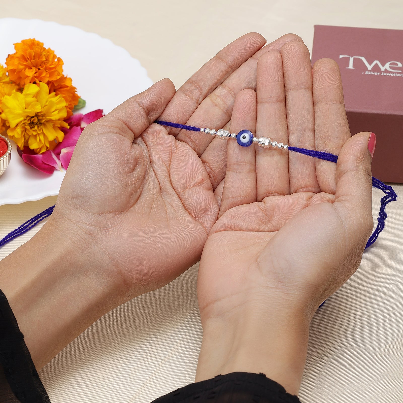 Evil Eye Silver Rakhi for Brother