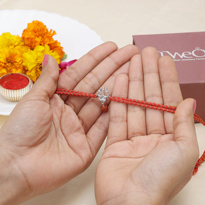 Trishul & Rudraksha Silver Rakhi for Brother