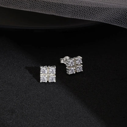 Square CZ Silver Stud