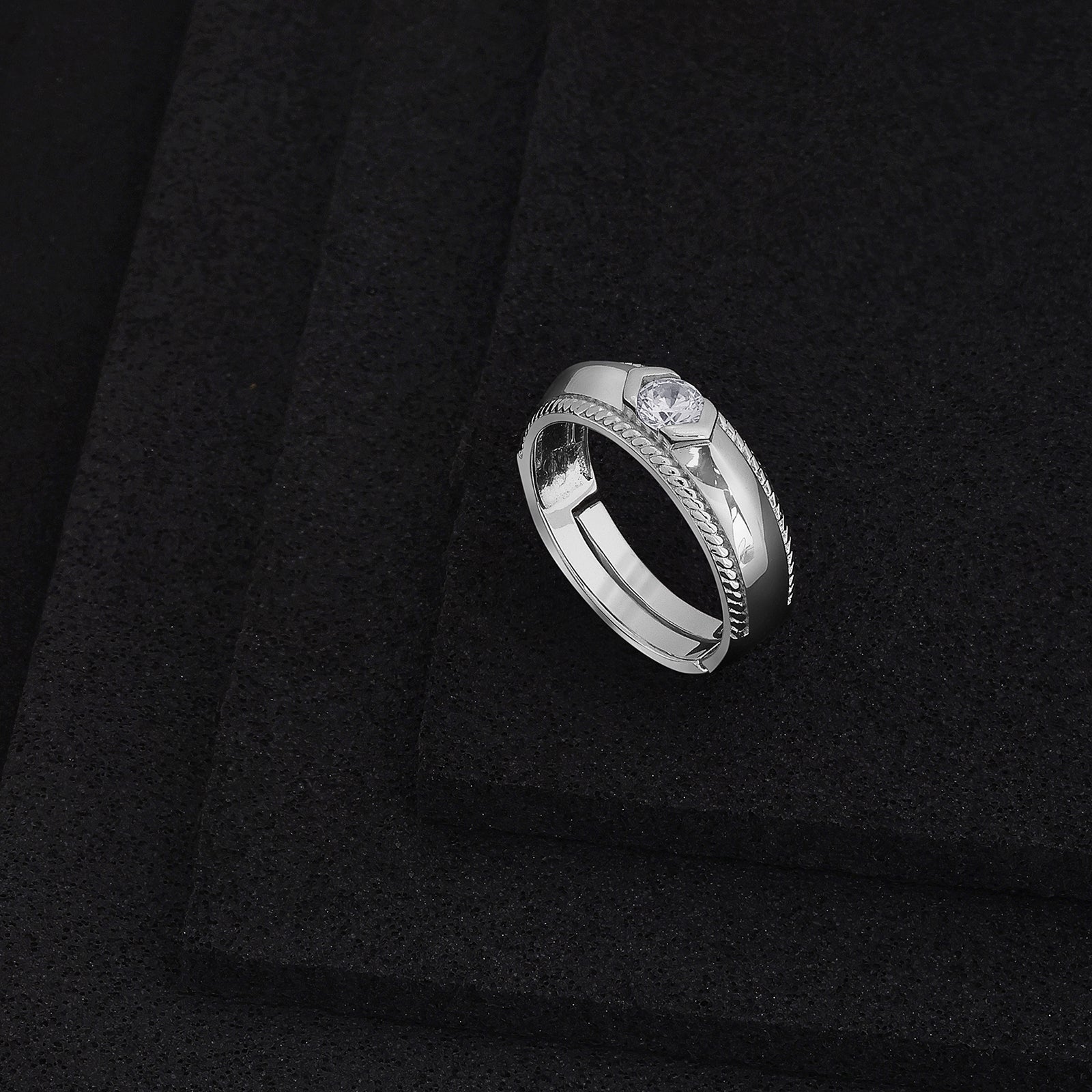 Pure 925 Sterling Silver Trendy Cz Couple Rings