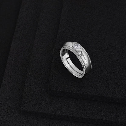 Pure 925 Sterling Silver Trendy Cz Couple Rings
