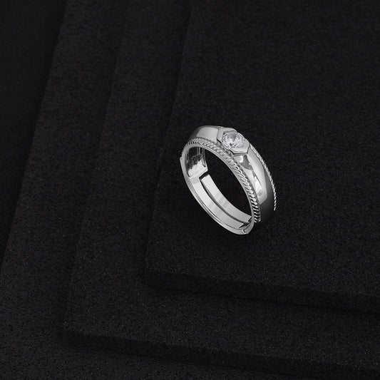 Pure 925 Sterling Silver Trendy Cz Couple Rings