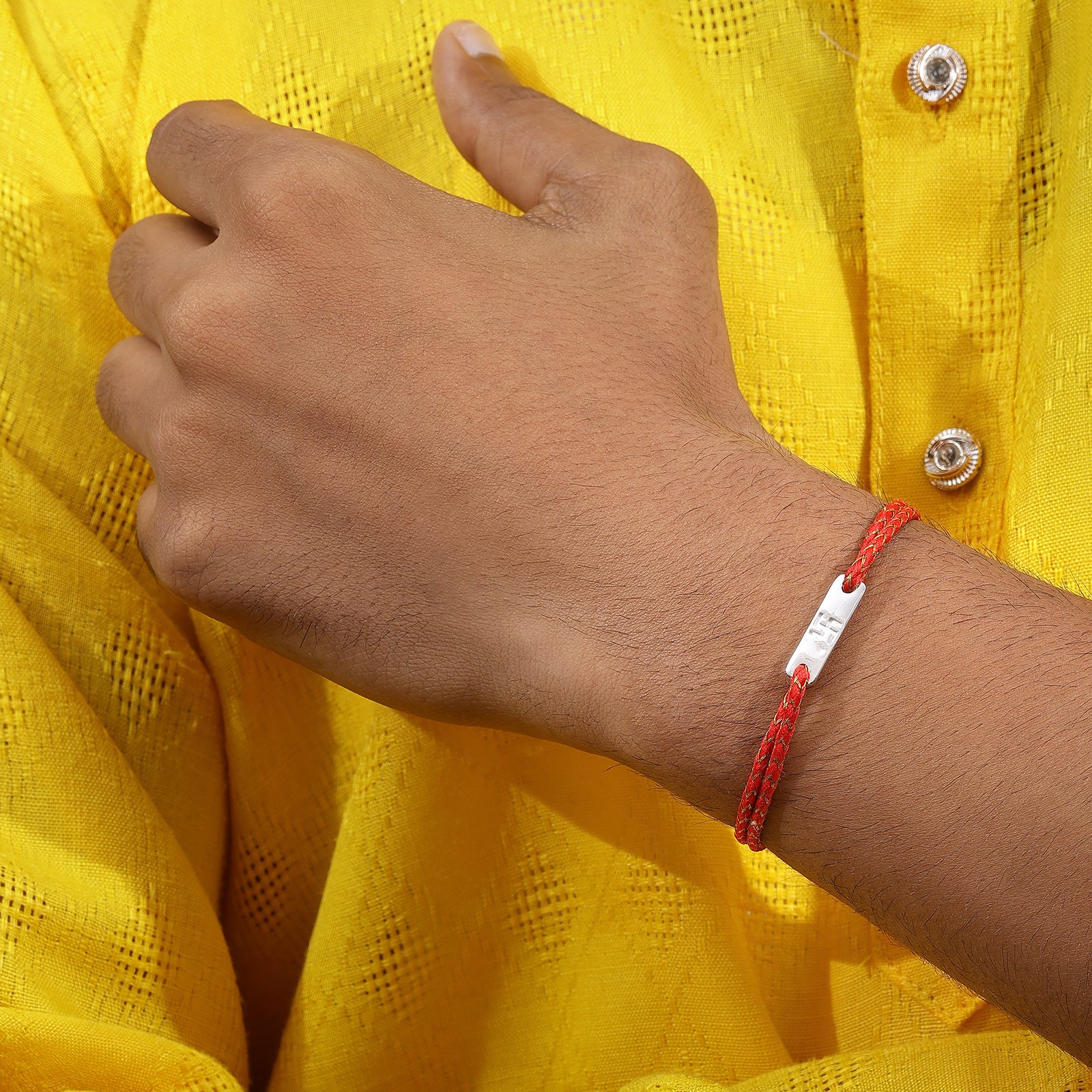 Rectangular Rakhis Rectangle Swastik Silver Rakhi