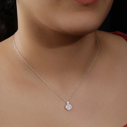 Shiny Square Ad Silver Necklace