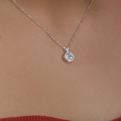 Shiny Square Ad Silver Necklace