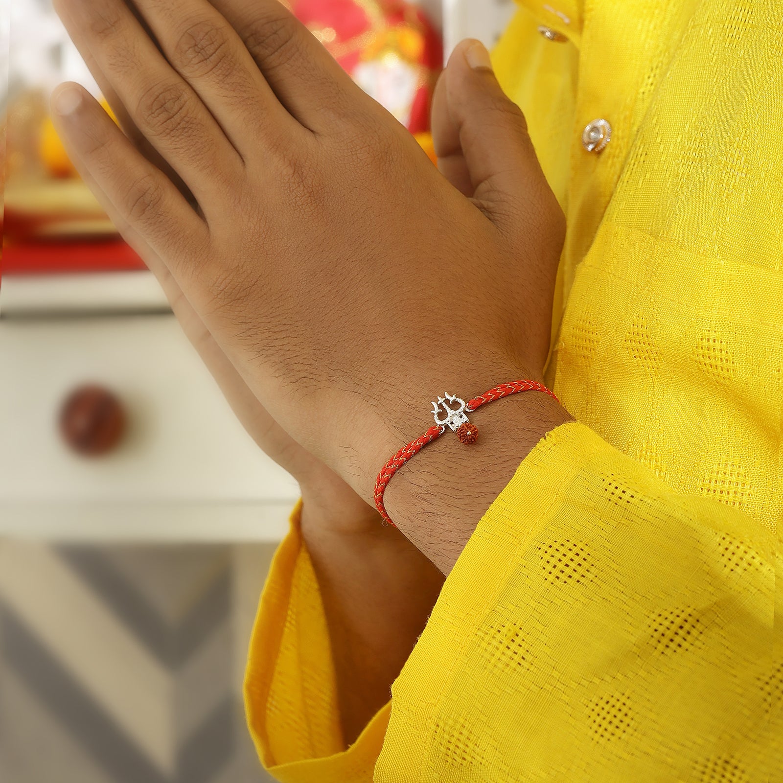 Trishul & Rudraksha Silver Rakhi for Brother
