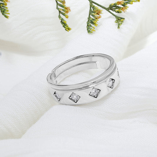 Silver CZ Band Ring for Men