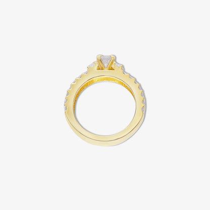 Gold Plated Solitaire CZ Stylish Silver Ring