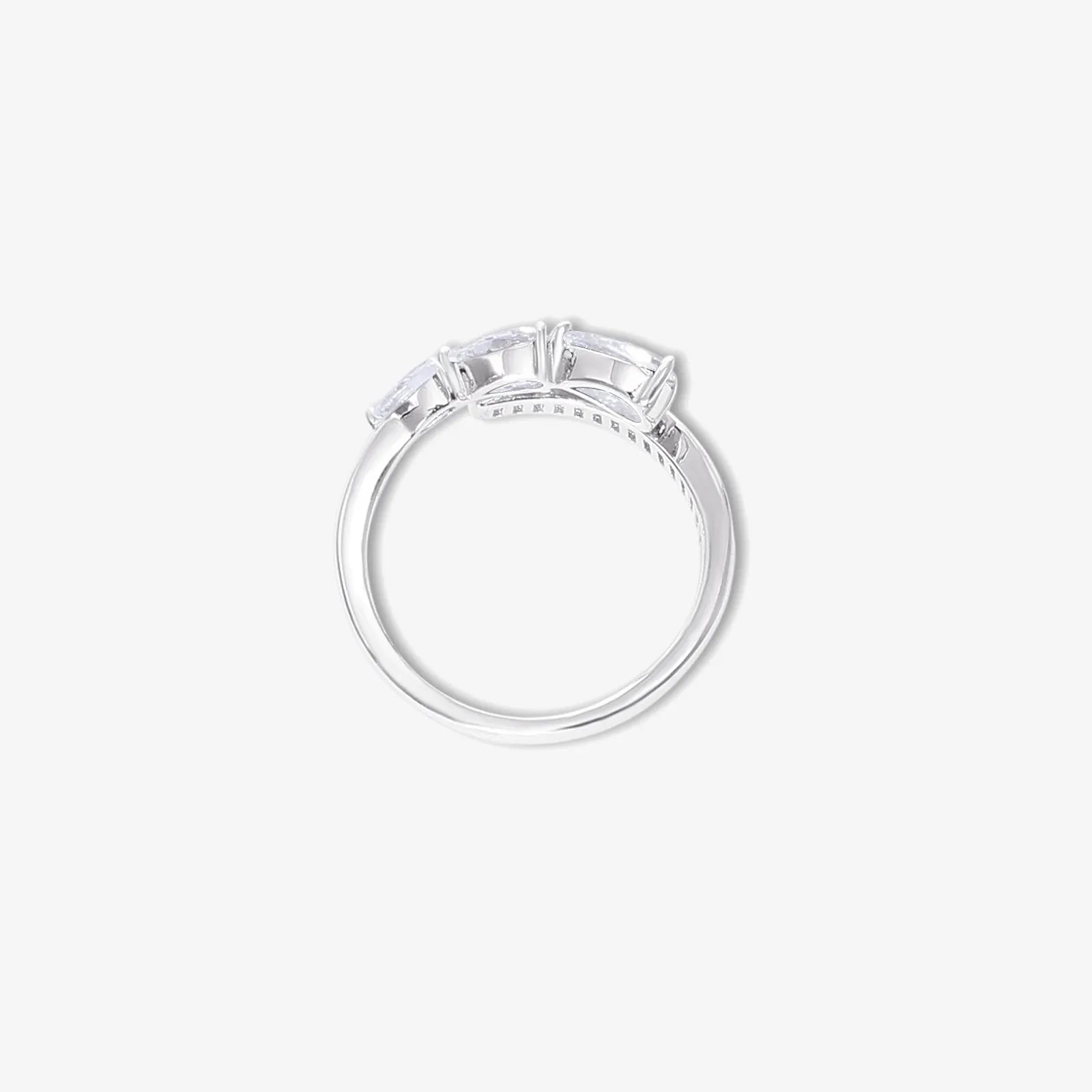 White Stone Studded Spiral Silver Ring