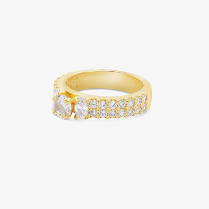 Gold Plated Solitaire CZ Stylish Silver Ring