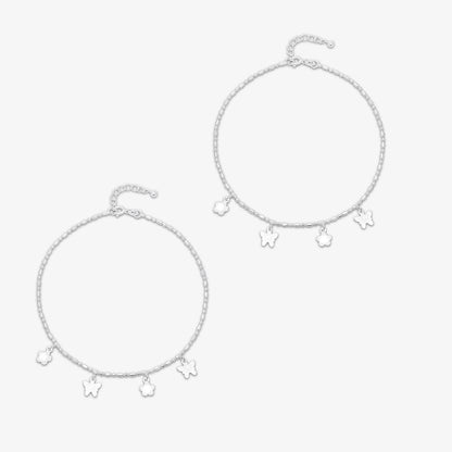 Pure 925 Silver Anklets - Butterfly Bloom Charms