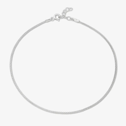 Braided Design Silver Anklet for Women