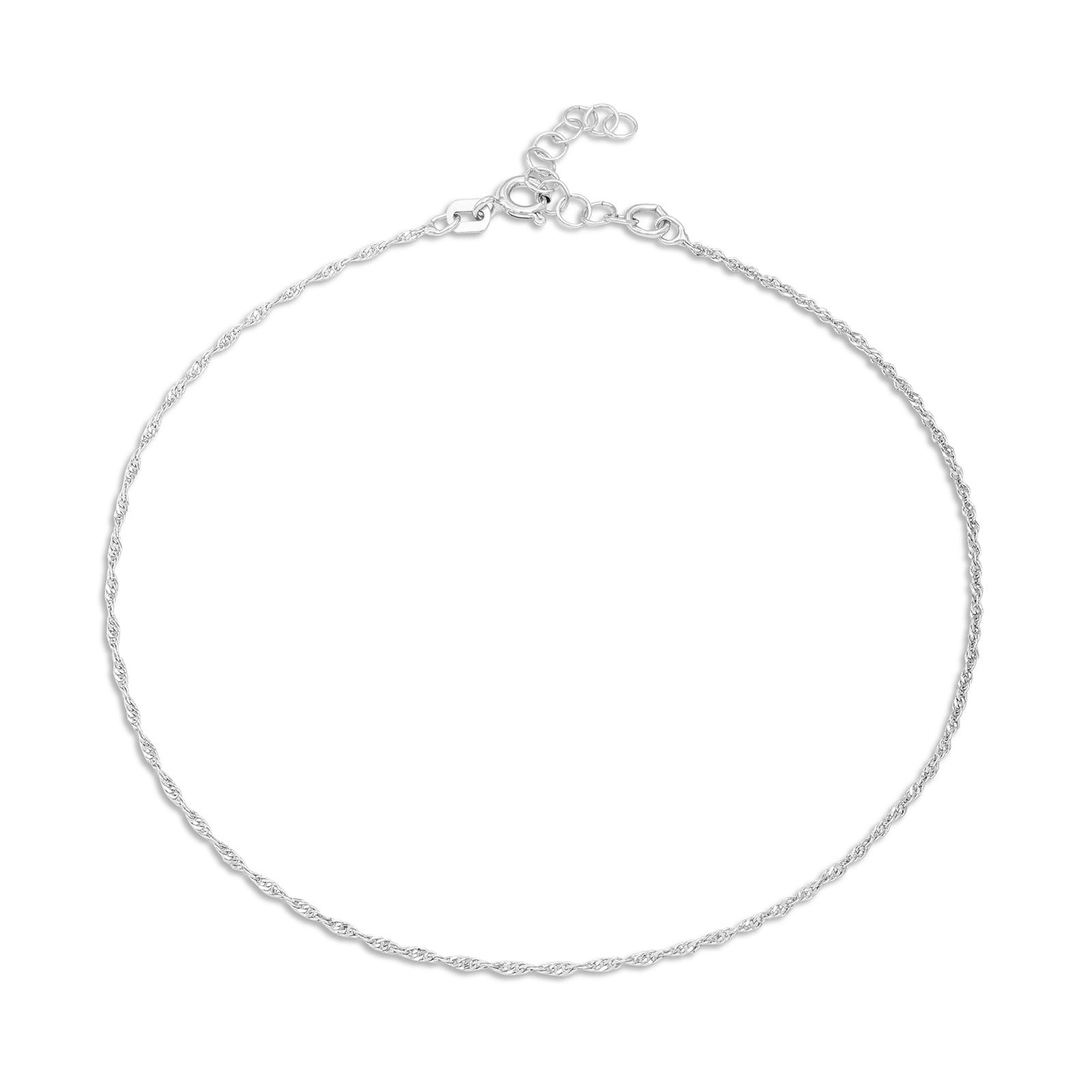 Classic Twisted Silver Anklet for Women - Tweov Jewels