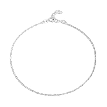 Classic Twisted Silver Anklet for Women - Tweov Jewels