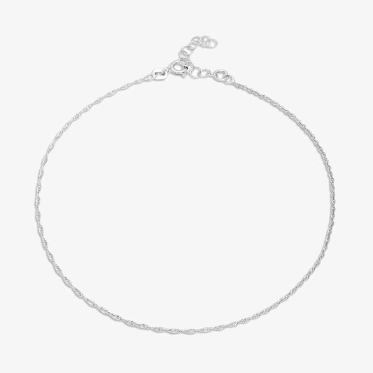 Classic Twisted Silver Anklet for Women
