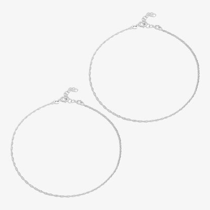 Classic Twisted Silver Anklet for Women